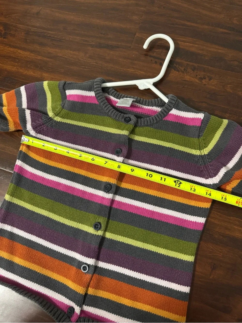Vintage Y2K Kid’s Fall Theme Knit Sweater Cardigan Striped Button Up Size 9